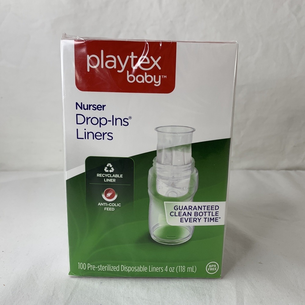 2x Playtex Baby Drop-ins Liners for Nurser Bottles 4 oz 100 ct Brand New sealed